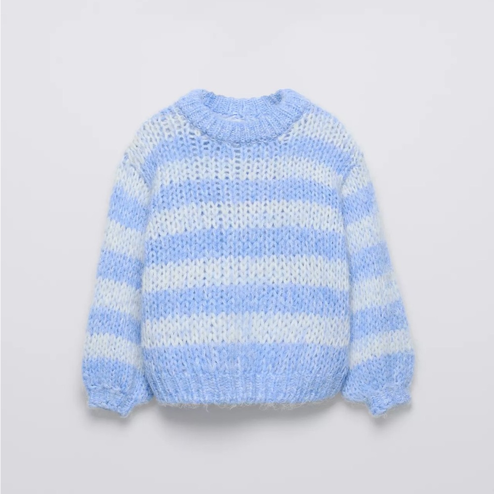 Zara Girls 5T Blue Striped Knit Sweater
